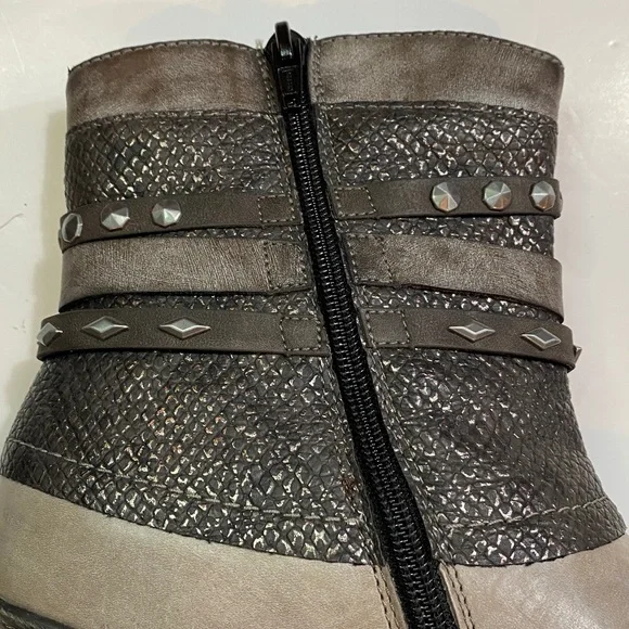 Remonte Leather Ankle Boots Grey Cheyenne Western Bootie Size 38 Fits 7.5 - Picture 13 of 14